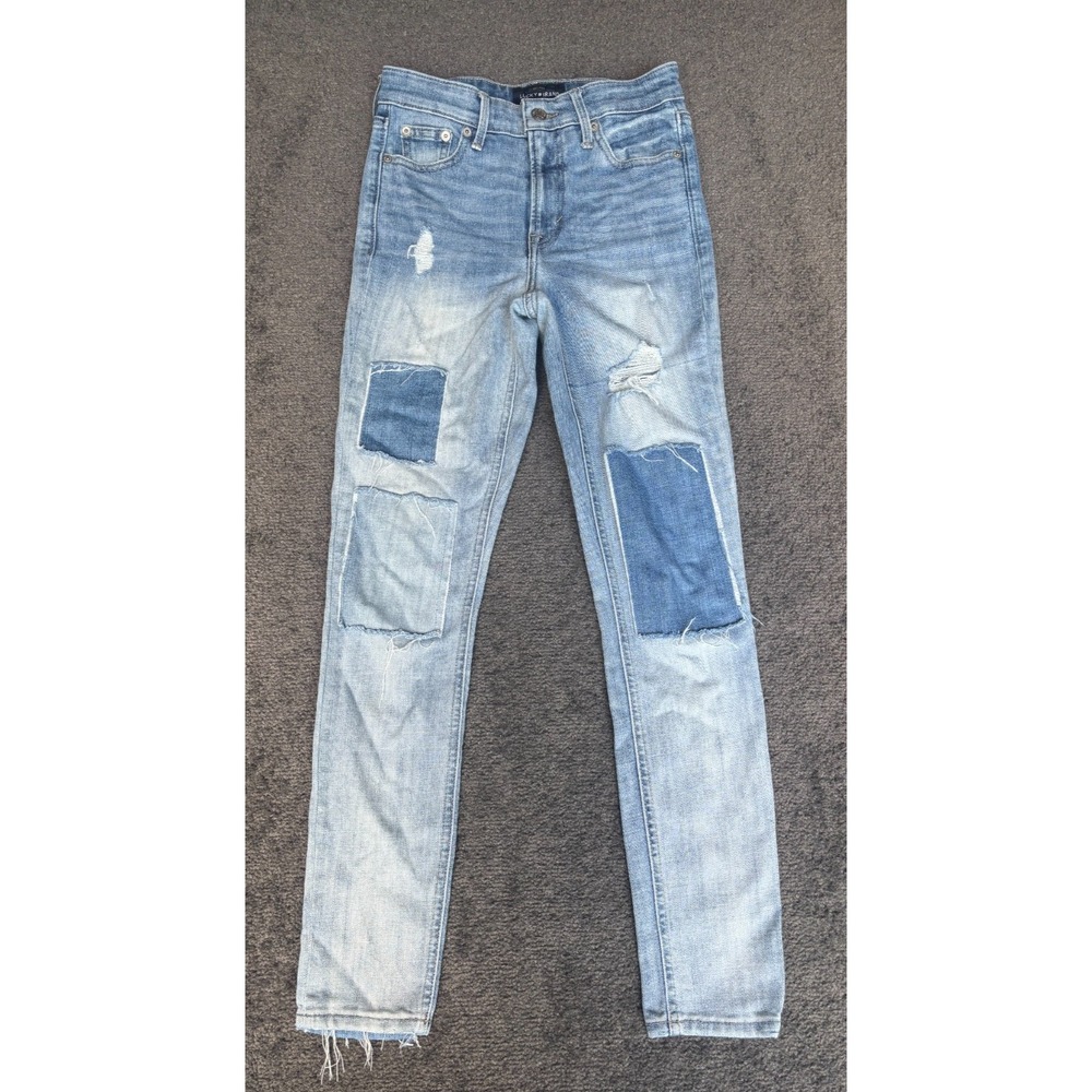 Lucky Brand Bridgette Skinny Jeans Women's 0 X 25 Blue Denim Cotton Distressed